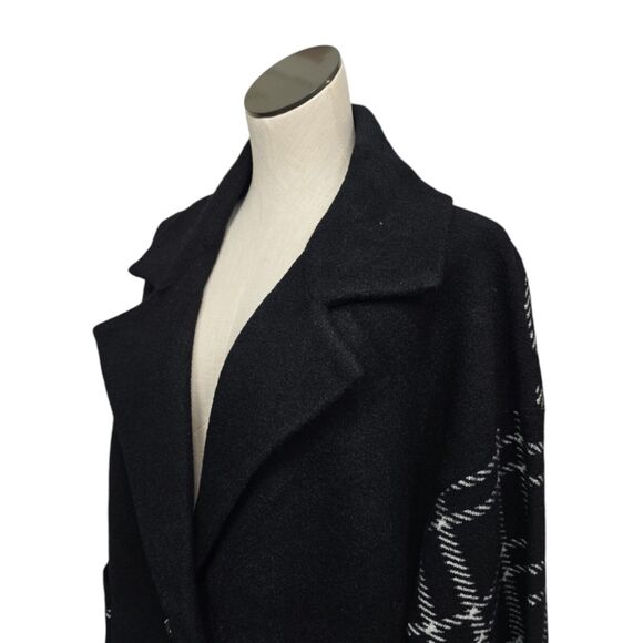 Kut From The Kloth Azalea Houndstooth Plaid Sweater‎ Coat Black/White Size XL - Picture 10 of 12